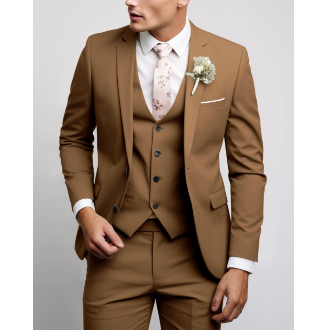 Eleganter Dreiteiliger Anzug Herren Mit Weste Für Formelle Anlässe - Stilvolle Herrenanzüge Für Hochzeiten Und Meetings
