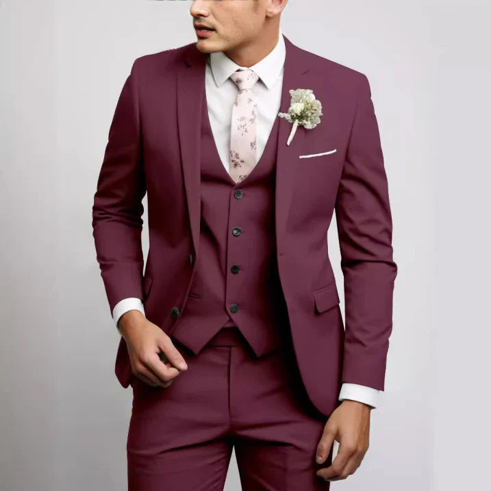 Eleganter Dreiteiliger Anzug Herren Mit Weste Für Formelle Anlässe - Stilvolle Herrenanzüge Für Hochzeiten Und Meetings