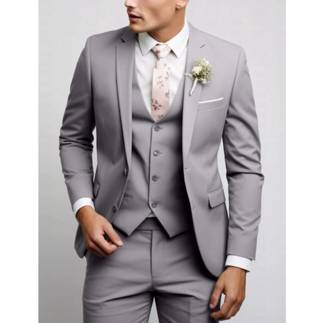 Eleganter Dreiteiliger Anzug Herren Mit Weste Für Formelle Anlässe - Stilvolle Herrenanzüge Für Hochzeiten Und Meetings