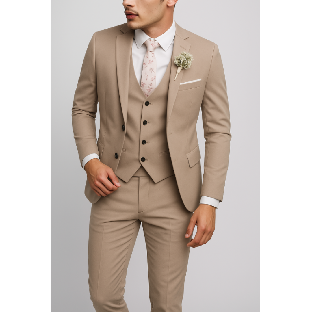 Eleganter Dreiteiliger Anzug Herren Mit Weste Für Formelle Anlässe - Stilvolle Herrenanzüge Für Hochzeiten Und Meetings