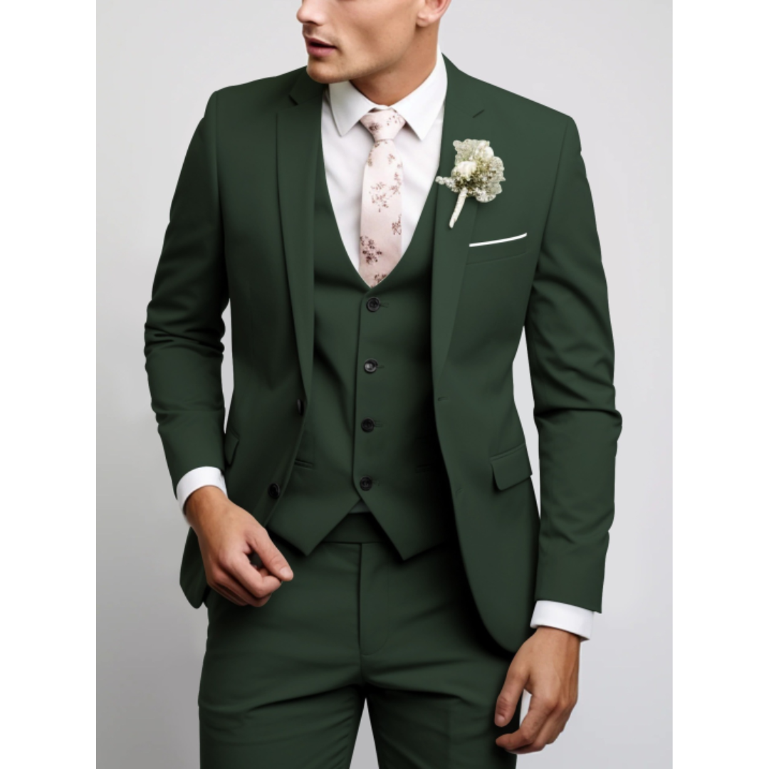 Eleganter Dreiteiliger Anzug Herren Mit Weste Für Formelle Anlässe - Stilvolle Herrenanzüge Für Hochzeiten Und Meetings