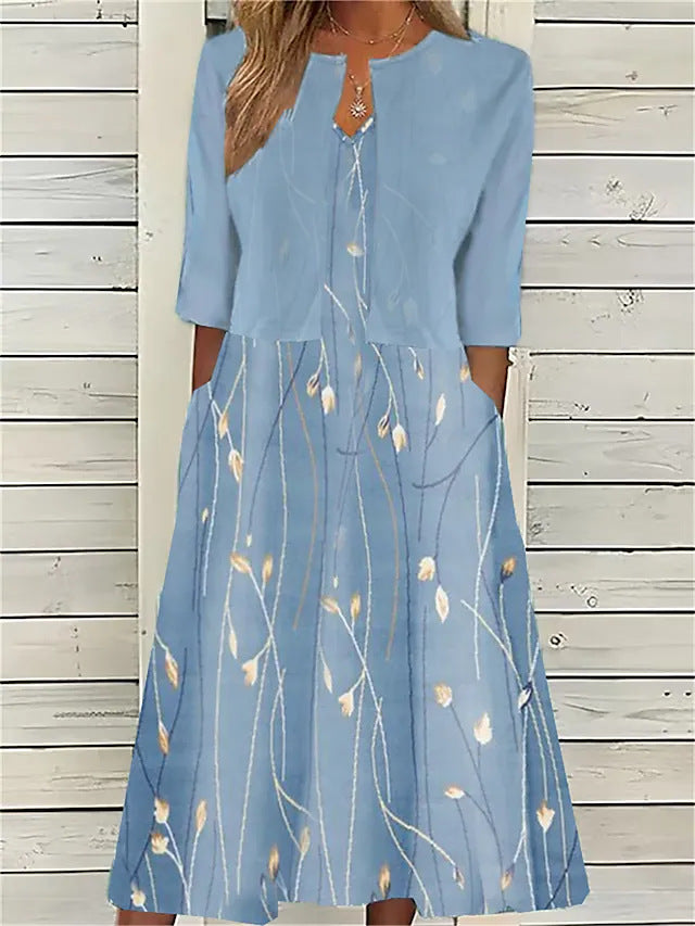 Elegantes Blumenkleid Damen – Festliches Midi-Kleid für Sommerveranstaltungen und besondere Anlässe
