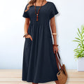 Elegantes Damen Kleid Für Den Sommer – Lässiges Mittellanges Kleid Mit Praktischen Taschen