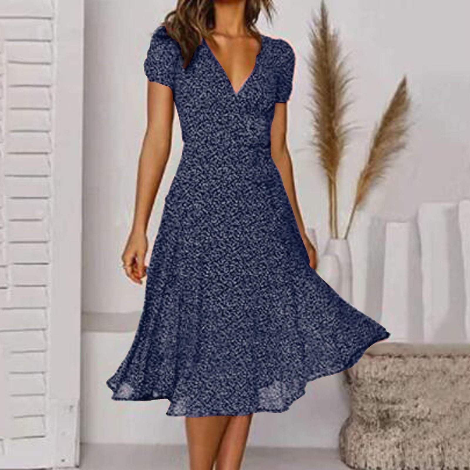 Elegantes Kleid Damen A-Linie mit V-Ausschnitt – Festliche Kleider für Frühling und Sommer
