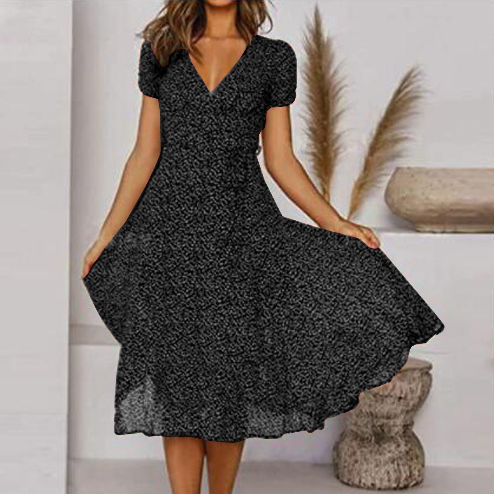 Elegantes Kleid Damen A-Linie mit V-Ausschnitt – Festliche Kleider für Frühling und Sommer