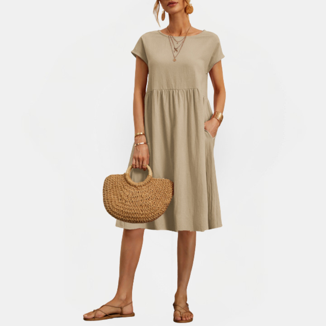 Elegantes Midikleid Damen Sommerkleid mit Fließender Linie für Stil und Komfort