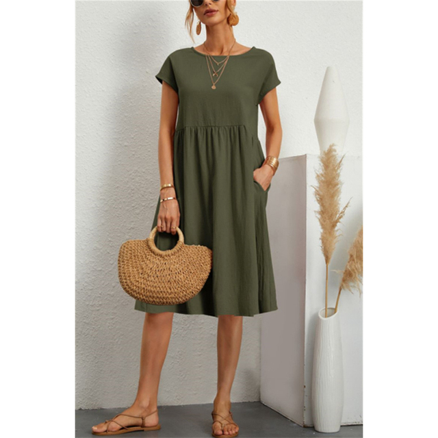Elegantes Midikleid Damen Sommerkleid mit Fließender Linie für Stil und Komfort