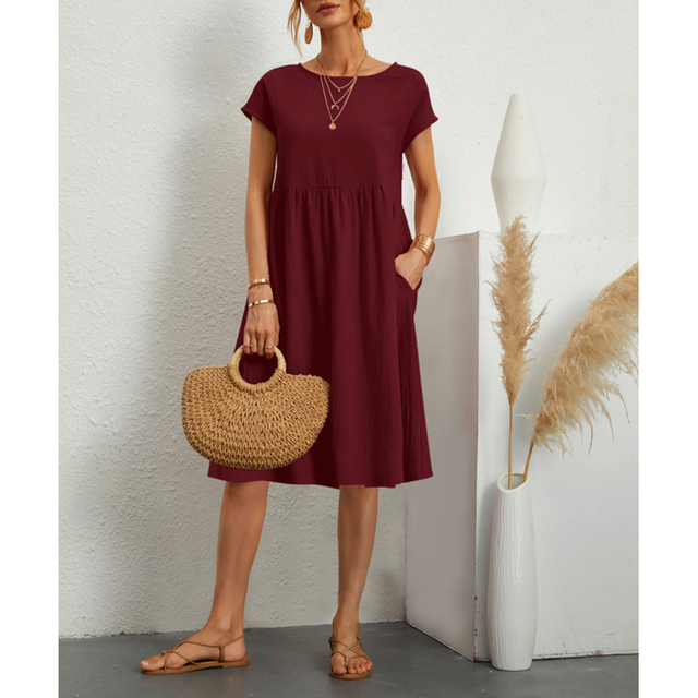 Elegantes Midikleid Damen Sommerkleid mit Fließender Linie für Stil und Komfort