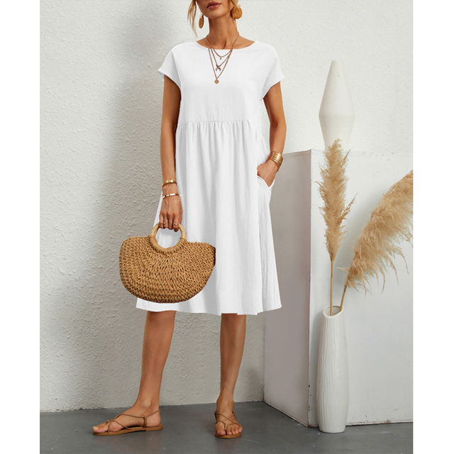 Elegantes Midikleid Damen Sommerkleid mit Fließender Linie für Stil und Komfort