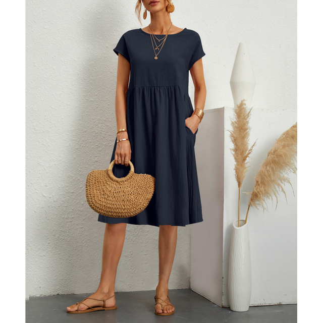 Elegantes Midikleid Damen Sommerkleid mit Fließender Linie für Stil und Komfort