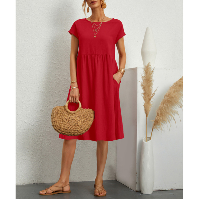 Elegantes Midikleid Damen Sommerkleid mit Fließender Linie für Stil und Komfort