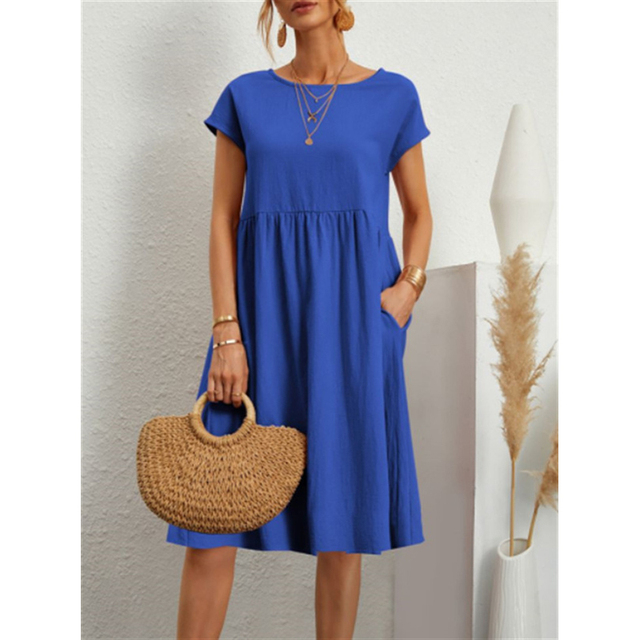 Elegantes Midikleid Damen Sommerkleid mit Fließender Linie für Stil und Komfort