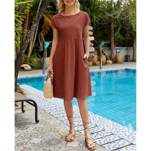 Elegantes Midikleid Damen Sommerkleid mit Fließender Linie für Stil und Komfort