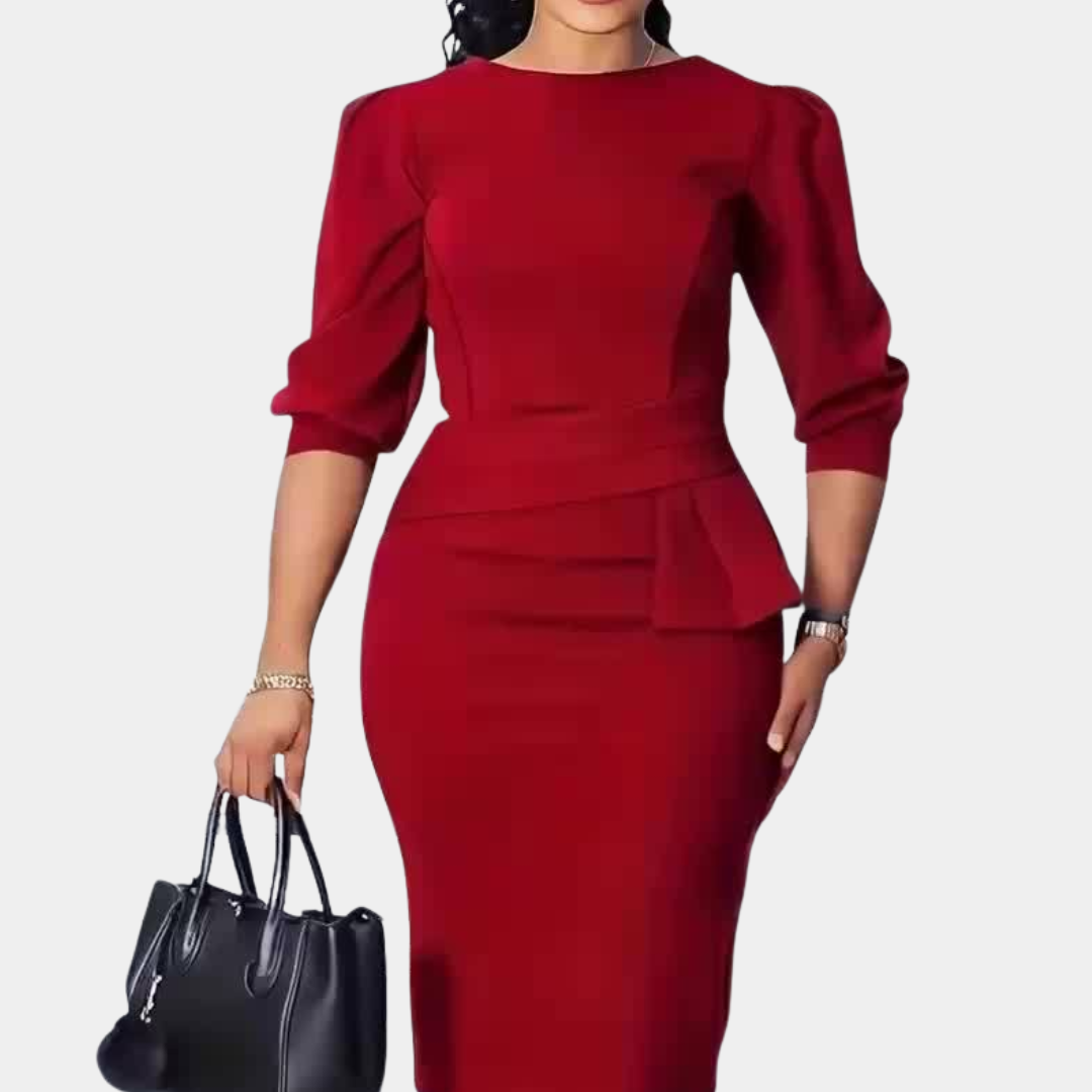 Elegantes Midikleid mit Rüschen für Frauen – Ideal für Herbst und Winter