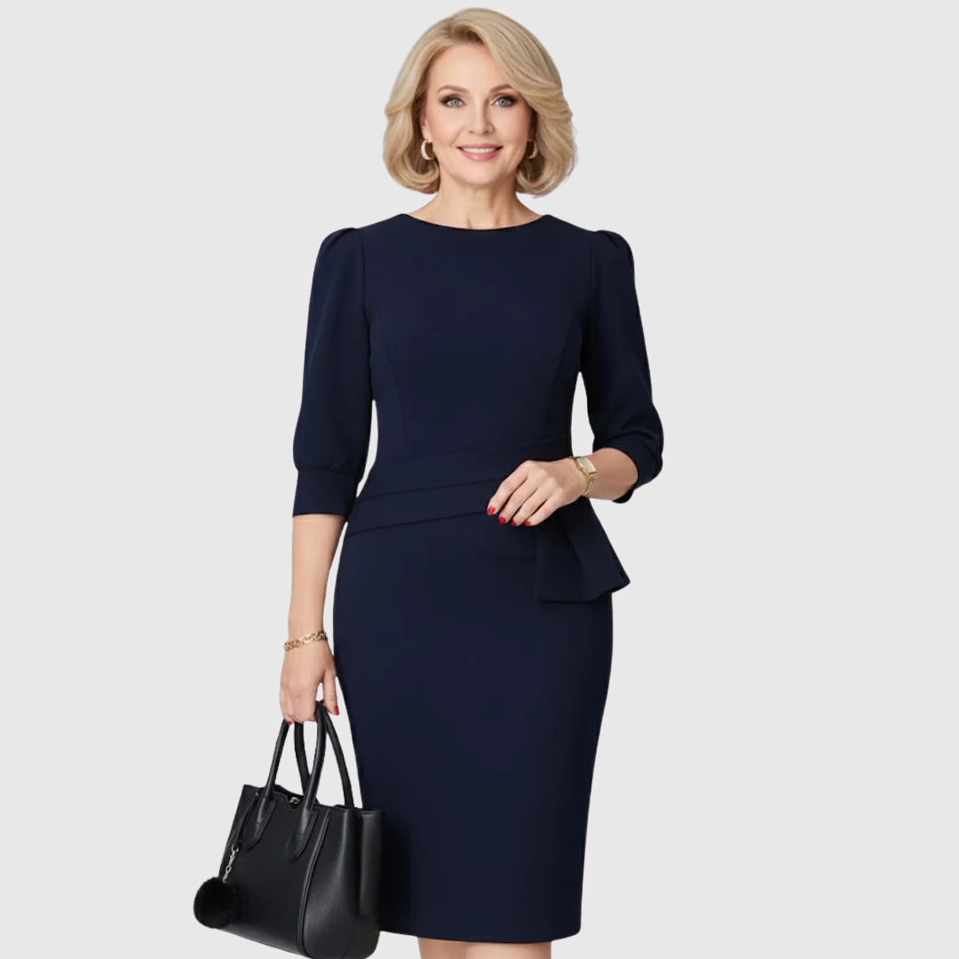 Elegantes Midikleid mit Rüschen für Frauen – Ideal für Herbst und Winter