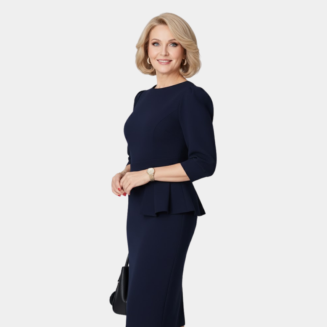 Elegantes Midikleid mit Rüschen für Frauen – Ideal für Herbst und Winter