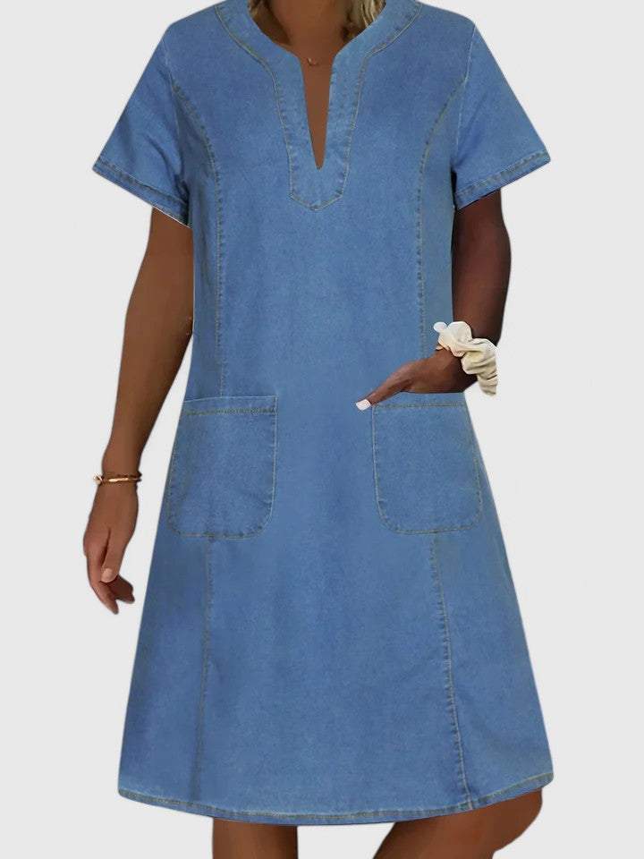 Elegantes Sommerkleid für Frauen | A-Linien-Silhouette mit V-Ausschnitt