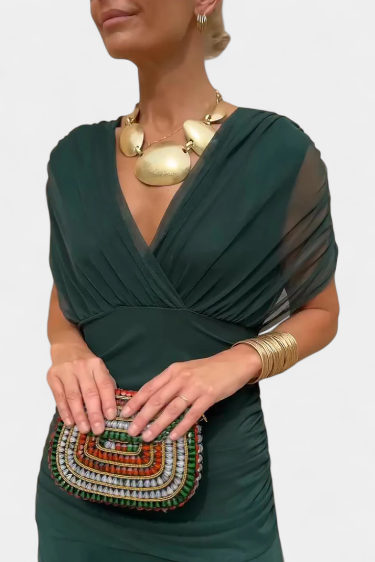 Elegantes Sommerkleid für Frauen mit V-Ausschnitt und Blumenmuster