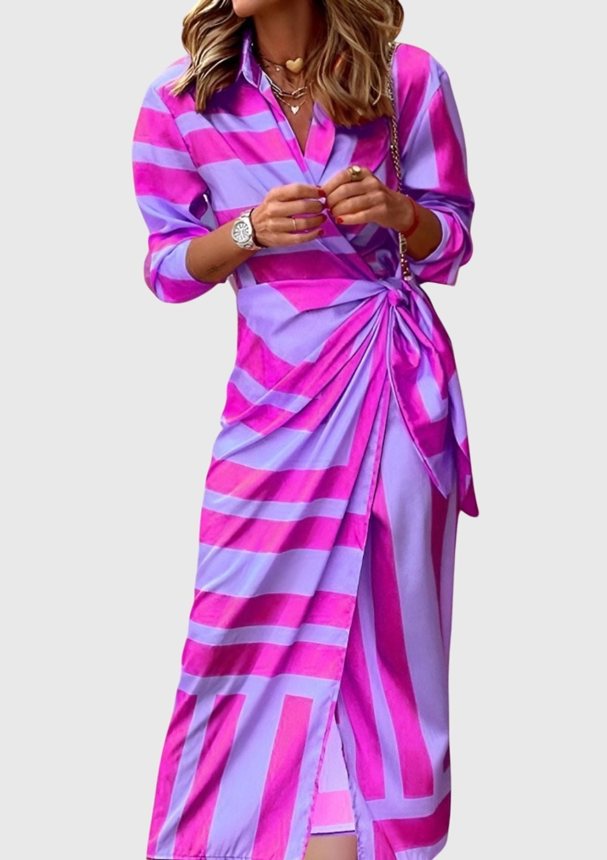 Elegantes Wickelkleid für Frauen – Stilvolles Sommerkleid mit modernem Druck