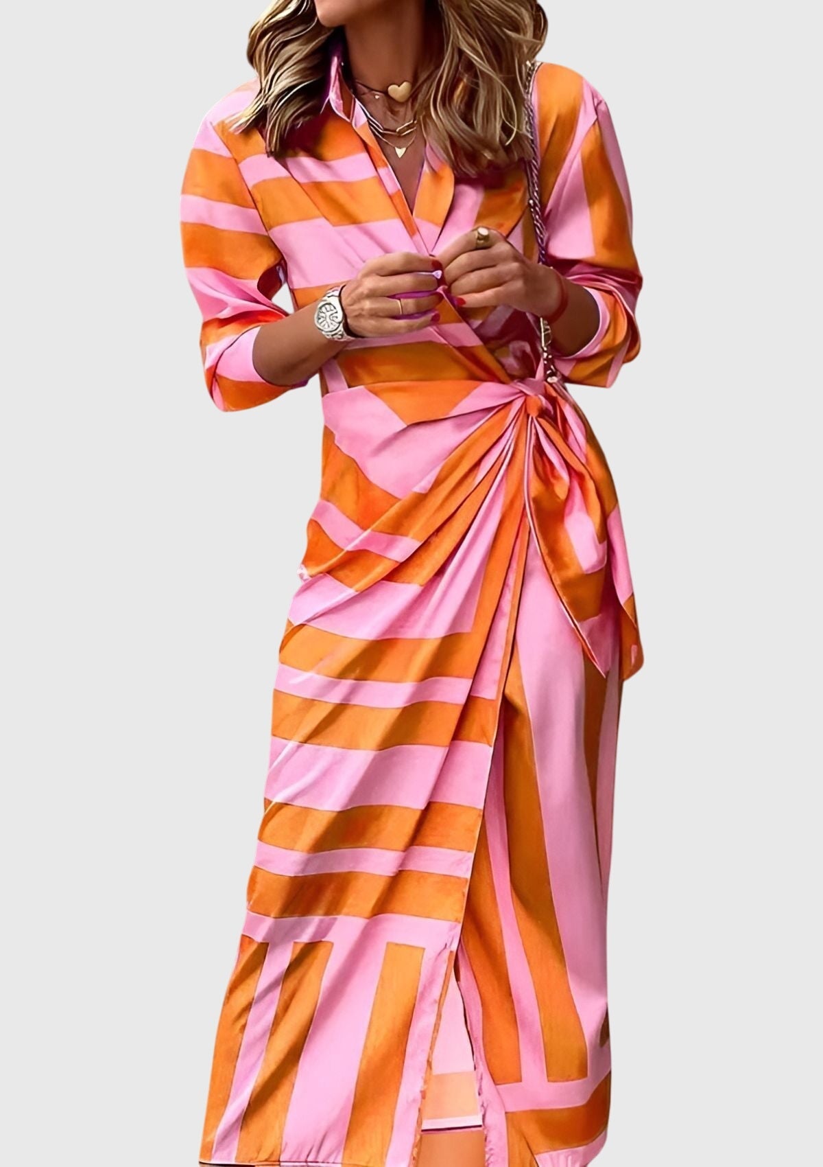 Elegantes Wickelkleid für Frauen – Stilvolles Sommerkleid mit modernem Druck
