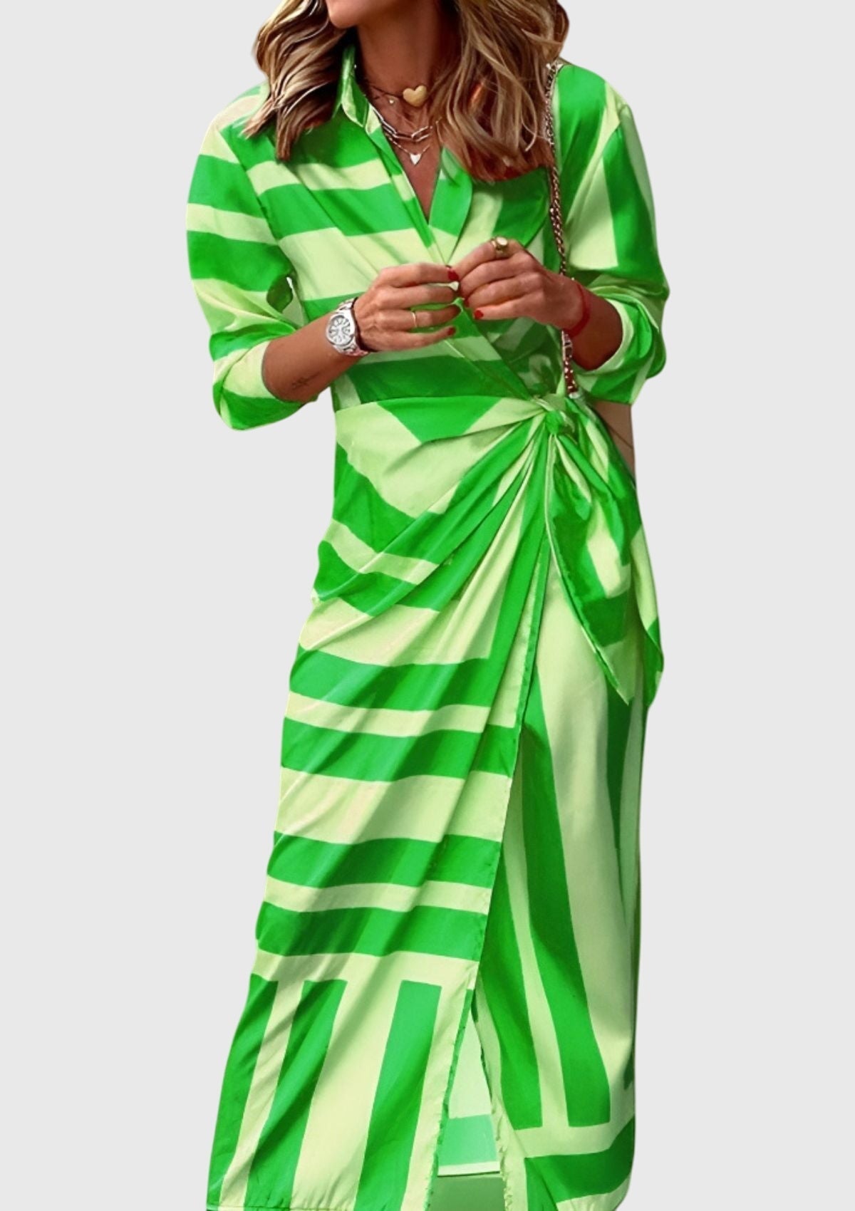 Elegantes Wickelkleid für Frauen – Stilvolles Sommerkleid mit modernem Druck