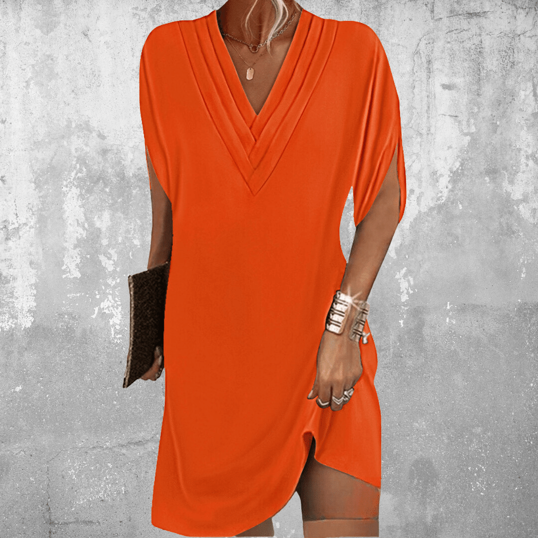 Elegantes bauchbedeckendes Kleid für Frauen - Sommerkleid mit V-Ausschnitt
