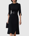 Elegantes schwarzes Midi-Kleid für Frauen – Zeitlose Raffinesse für jeden Anlass