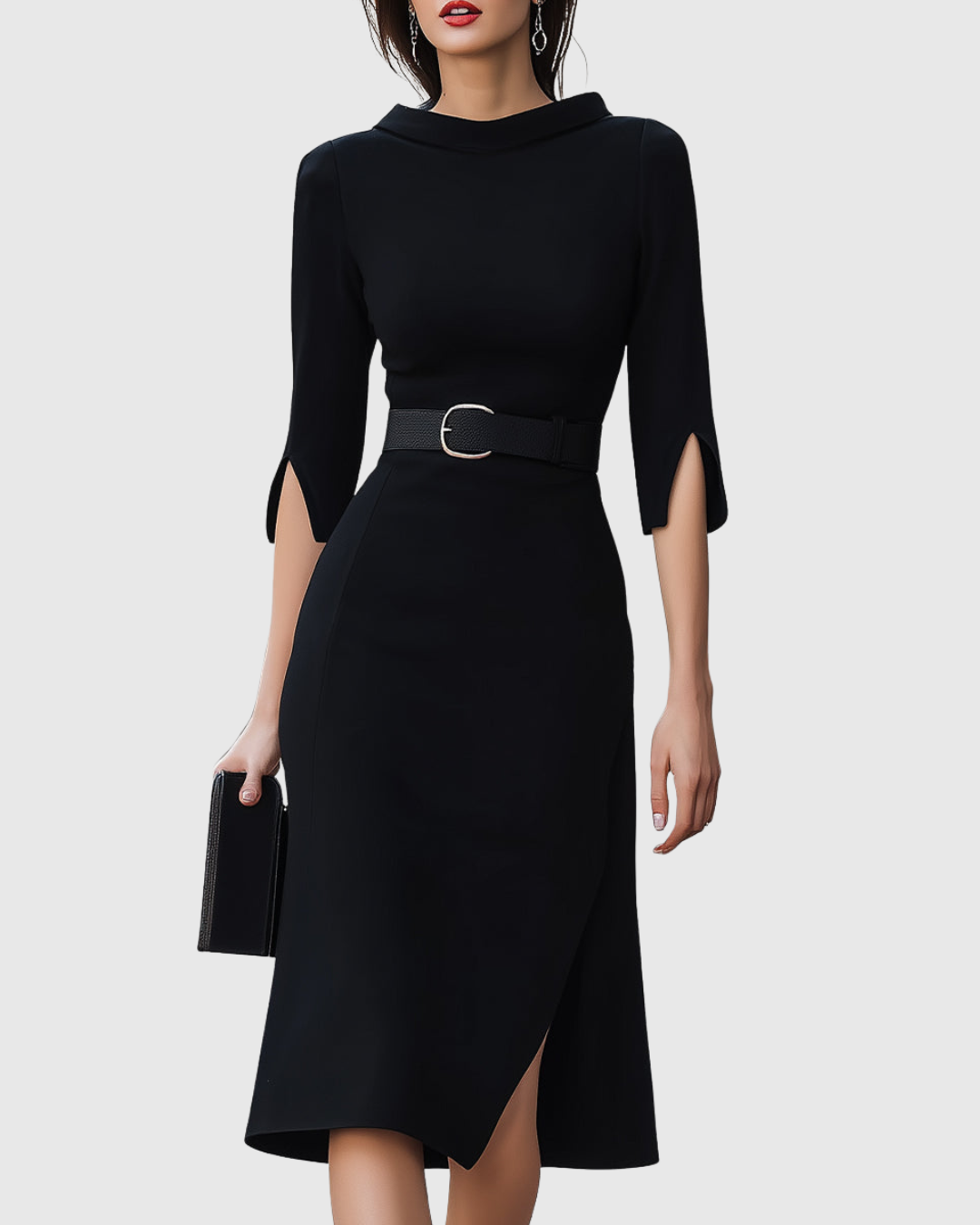 Elegantes schwarzes Midi-Kleid für Frauen – Zeitlose Raffinesse für jeden Anlass