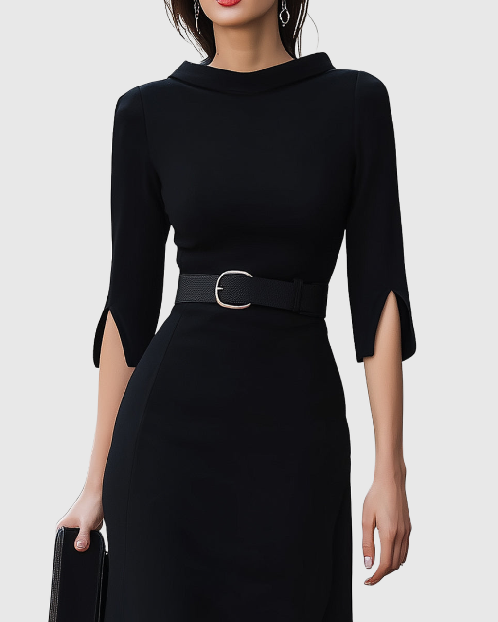 Elegantes schwarzes Midi-Kleid für Frauen – Zeitlose Raffinesse für jeden Anlass
