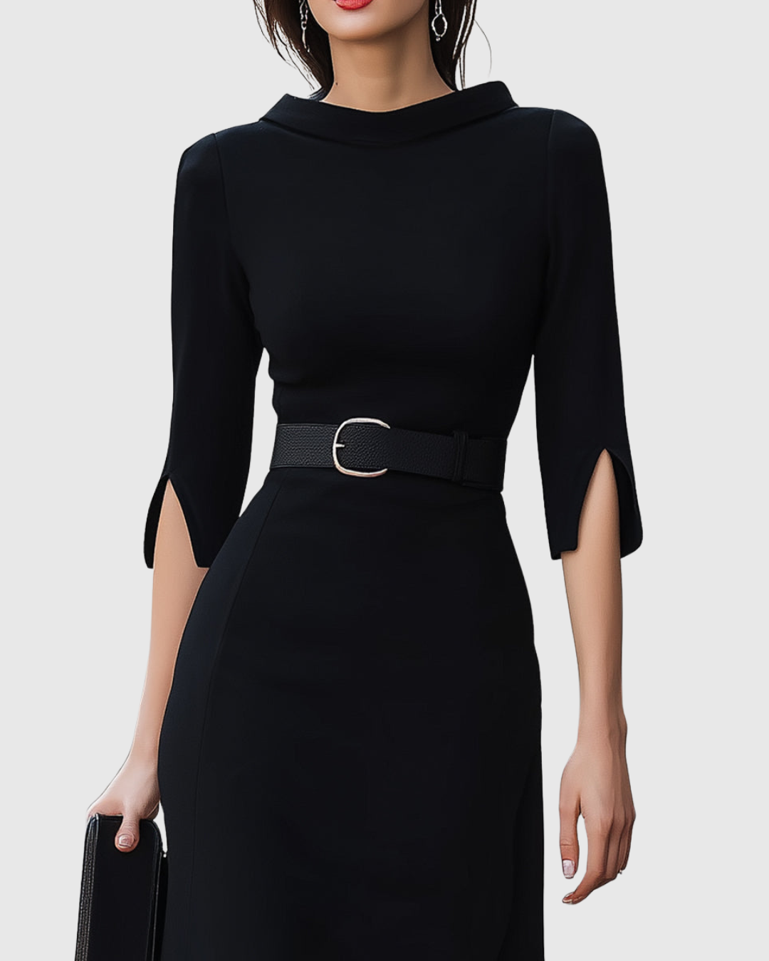Elegantes schwarzes Midi-Kleid für Frauen – Zeitlose Raffinesse für jeden Anlass