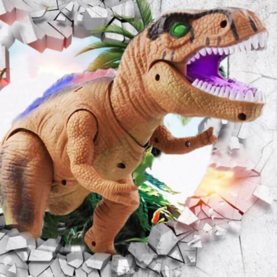 Elektrisch ferngesteuerter Dinosaurier – Realistisches, laufendes und brüllendes Dino-Spielzeug mit LED-Beleuchtung