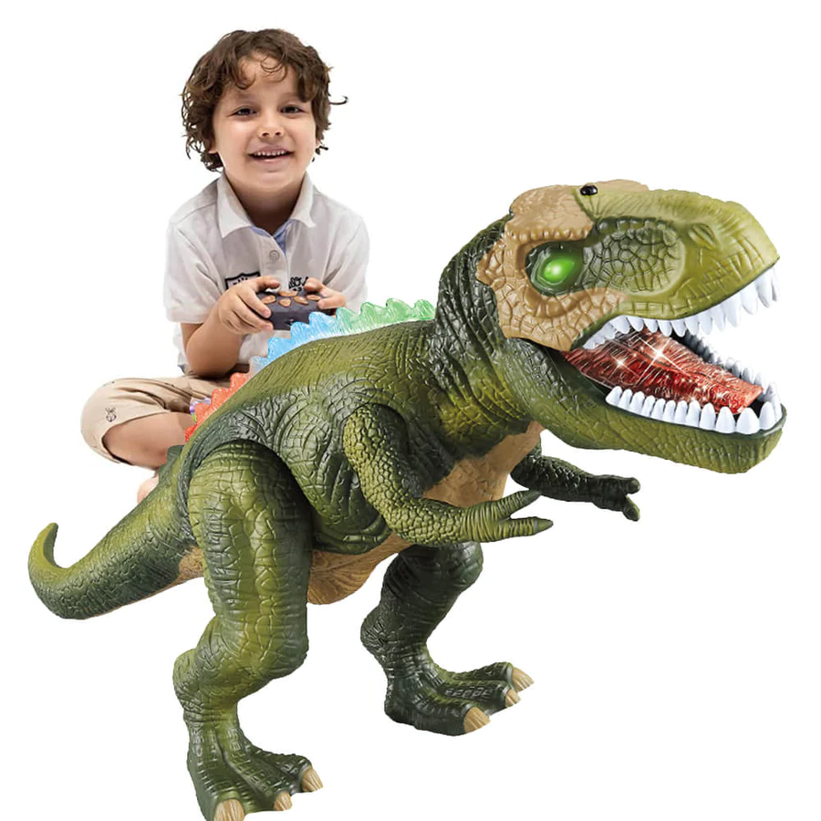 Elektrisch ferngesteuerter Dinosaurier – Realistisches, laufendes und brüllendes Dino-Spielzeug mit LED-Beleuchtung