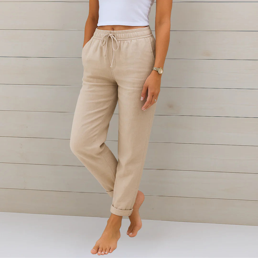 Emma | Damen Sommer Marlene Leinenhose mit sanftem Stretch