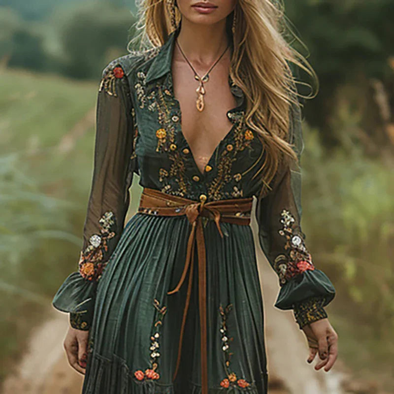 Damen Bohemian Blumenmuster Maxikleid