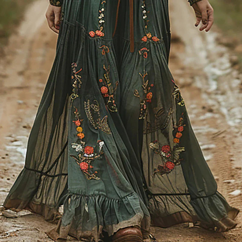 Damen Bohemian Blumenmuster Maxikleid
