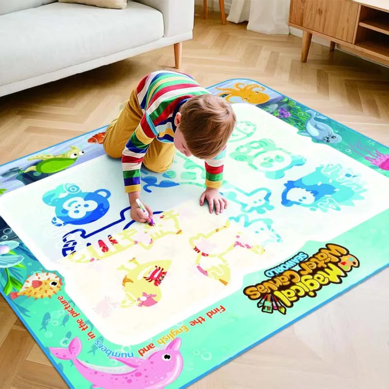 Extra große Wasser-Malmatte für Kinder – Kleckerfreie, lehrreiche Malmatte mit verschiedenen Motiven