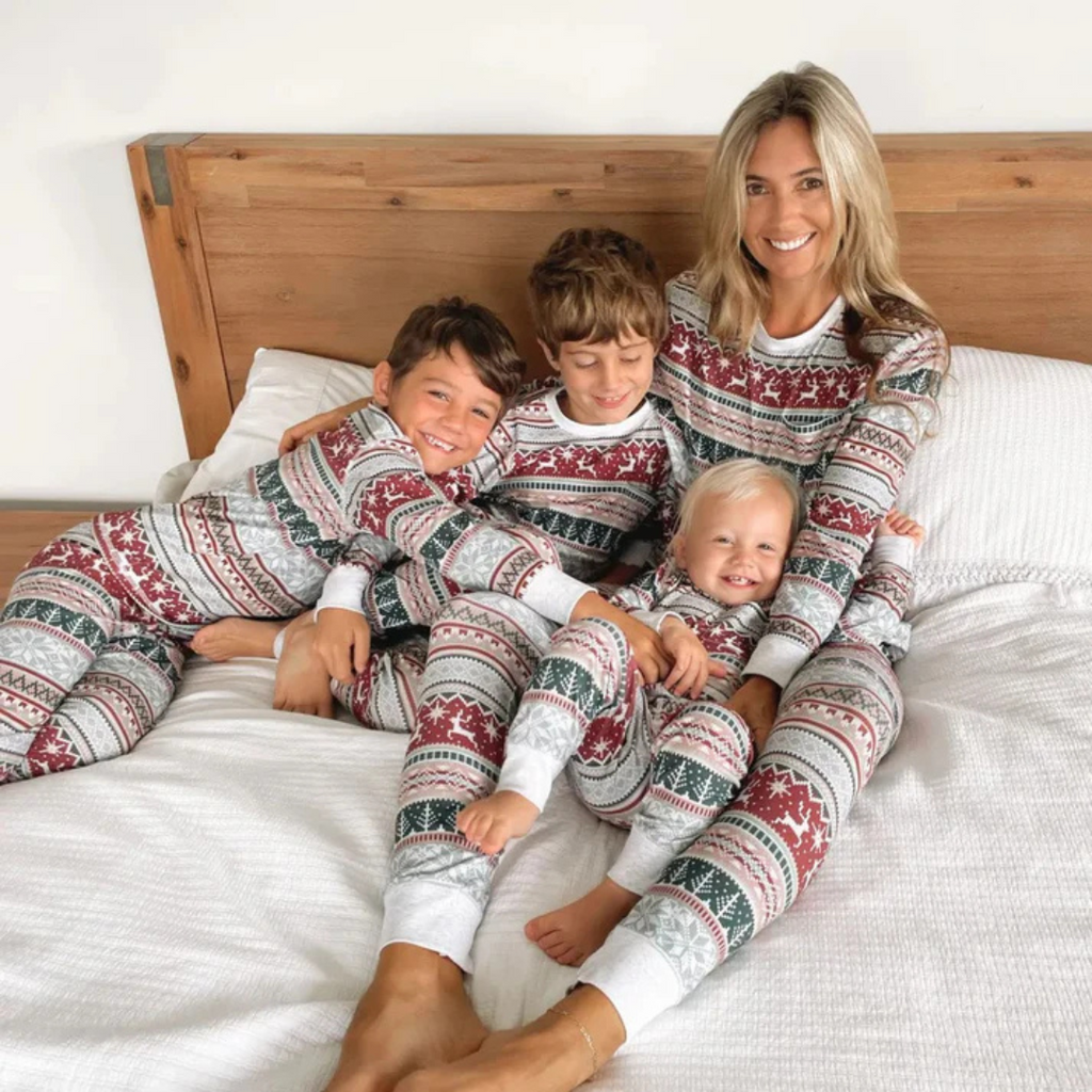 Familien Weihnachts-Pyjama Set Bequem Weicher Stoff
