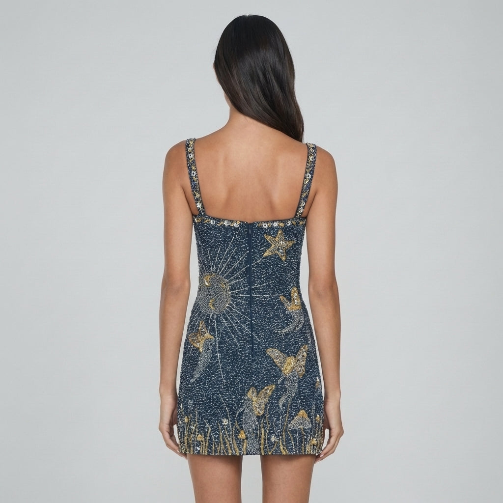 Feminines Glitzer Minikleid Mit Seitenschlitz Für Besondere Anlässe – Funkelnder Look Für Unvergessliche Abende