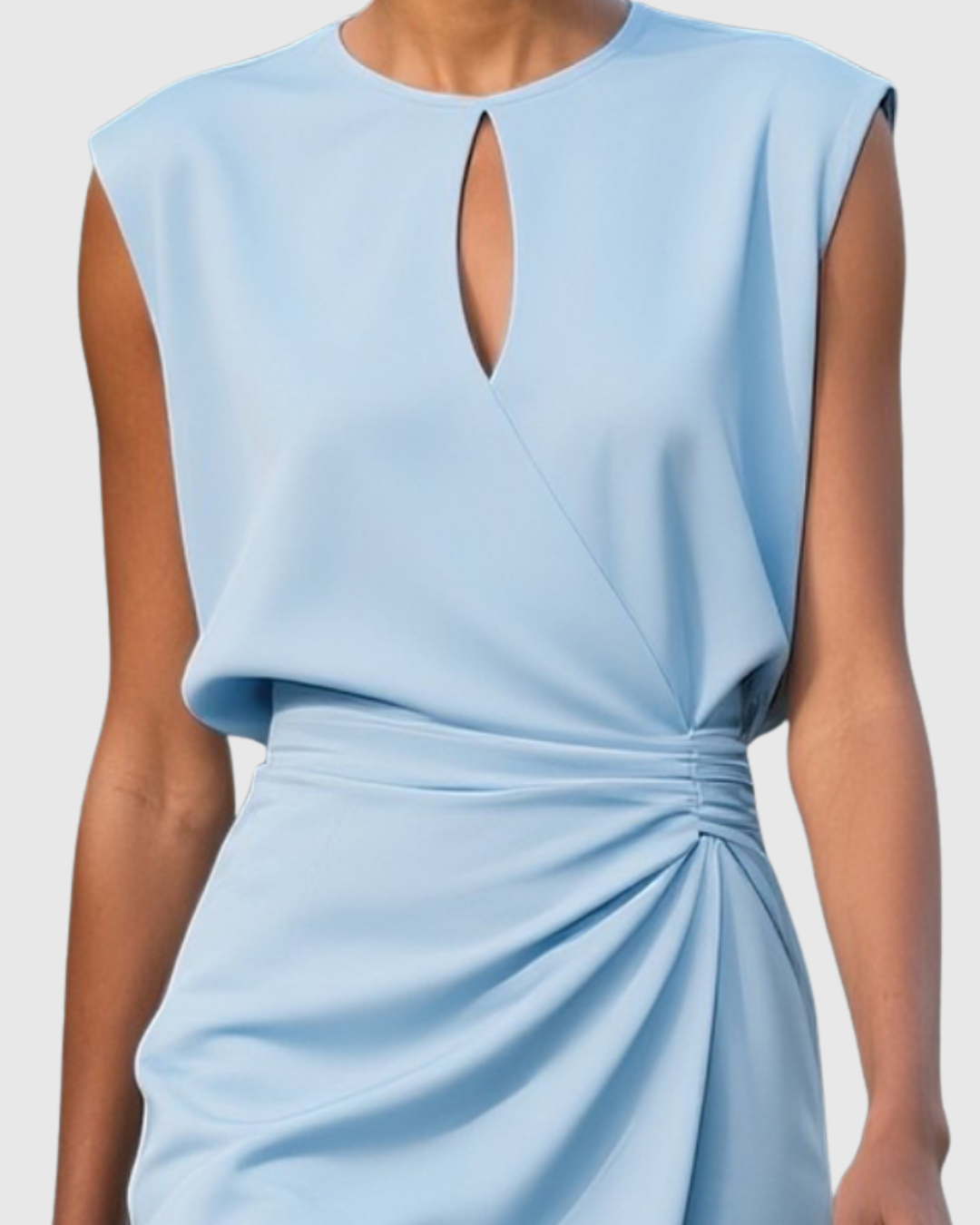 Festliche Kleider Damen – Elegantes Knielanges Kleid für Jeden Anlass mit Raffungen und Schlüssellochausschnitt