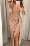 Festliches Kleid Damen | Schulterfrei & Bewegungsfreiheit mit Schlitz | Maxikleid