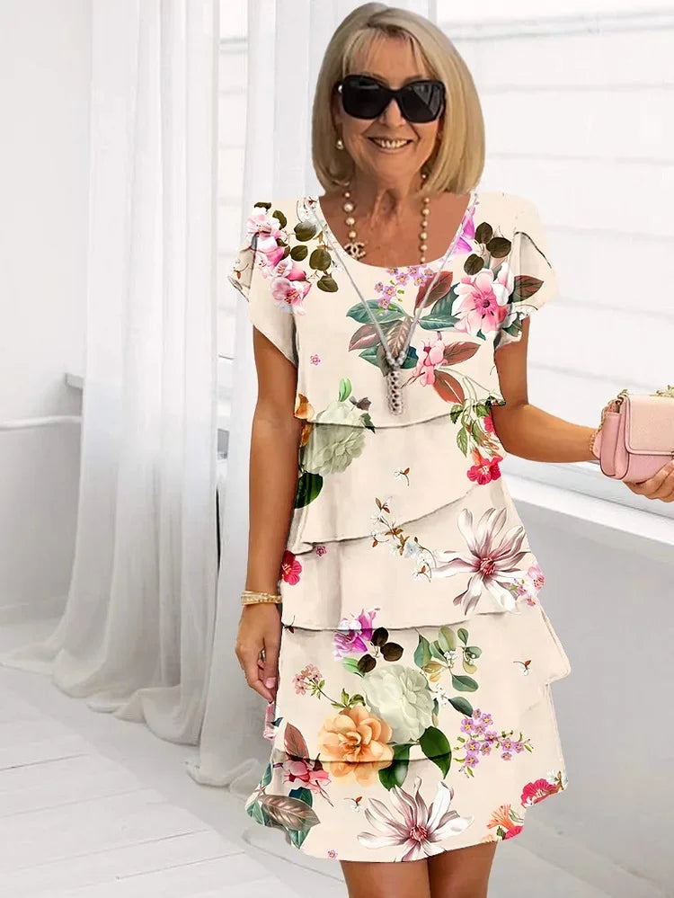 Florales Plisseekleid mit Rüschen für Damen – Elegantes Sommerkleid