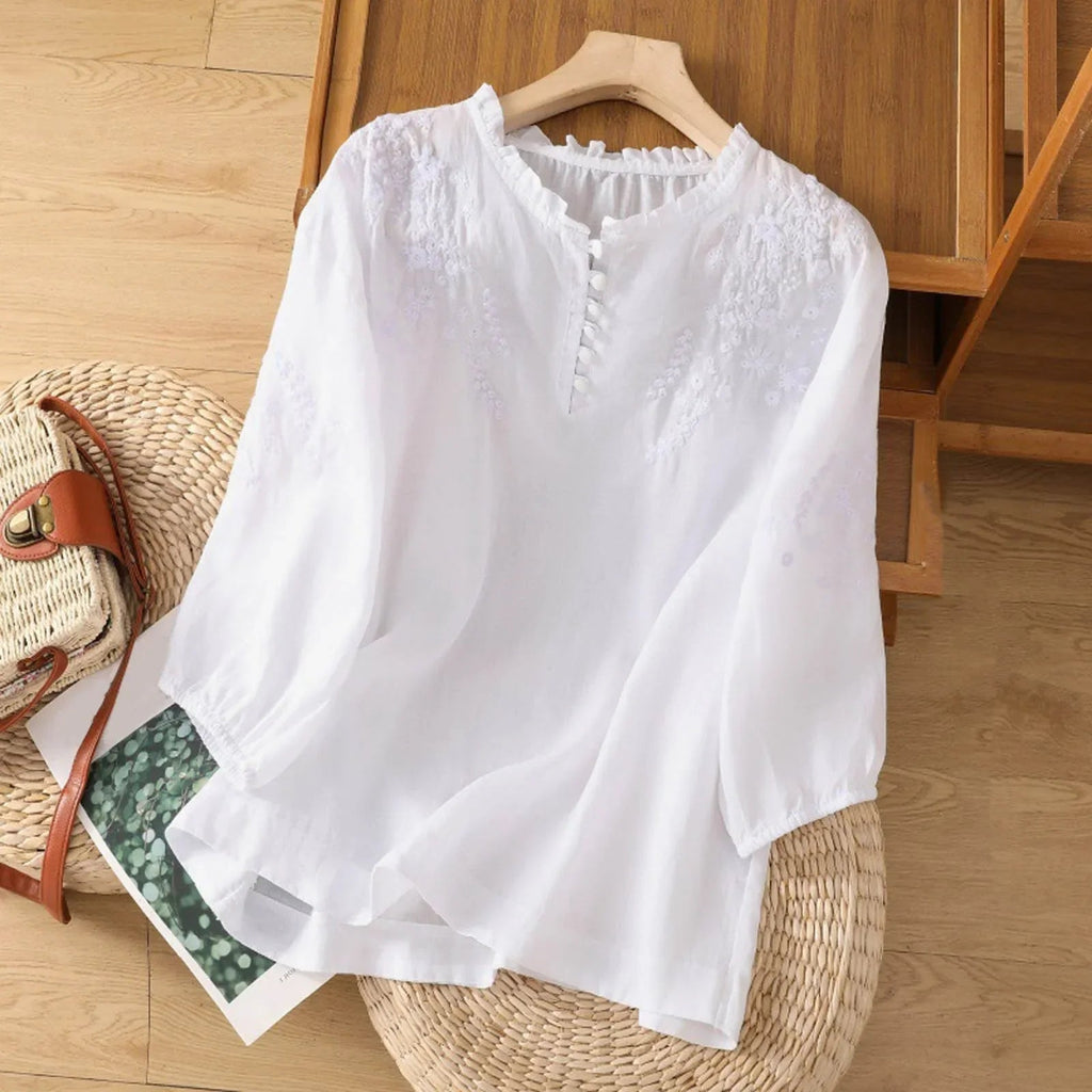 Geblümte Bluse mit Knopfleiste für Damen – Elegante Sommermode