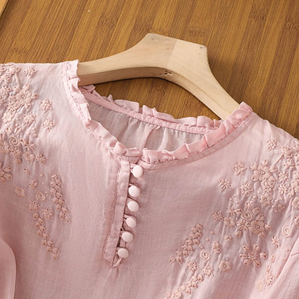 Geblümte Bluse mit Knopfleiste für Damen – Elegante Sommermode