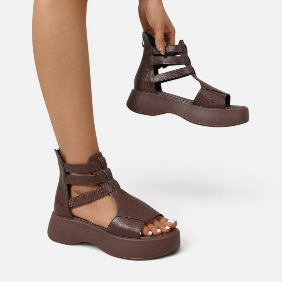 Orthopädische Sandalen Plateau Offene Zehen Knöchelriemen