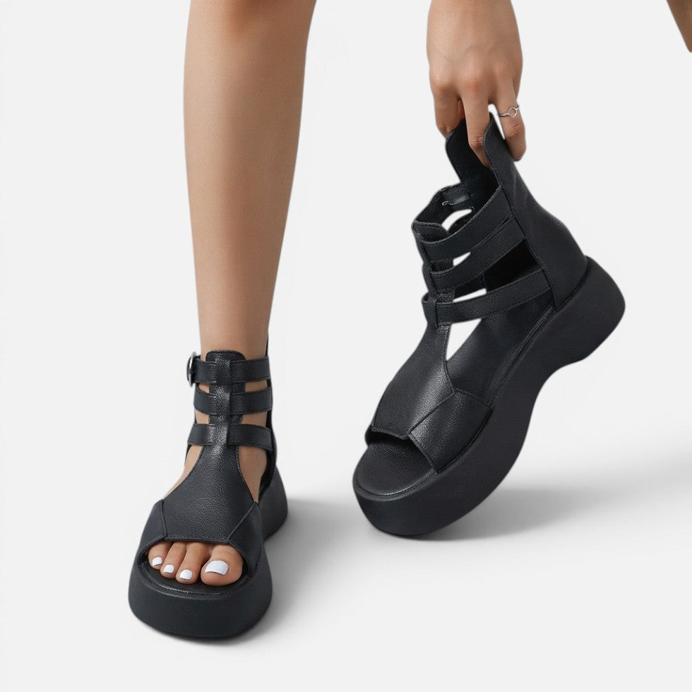 Orthopädische Sandalen Plateau Offene Zehen Knöchelriemen
