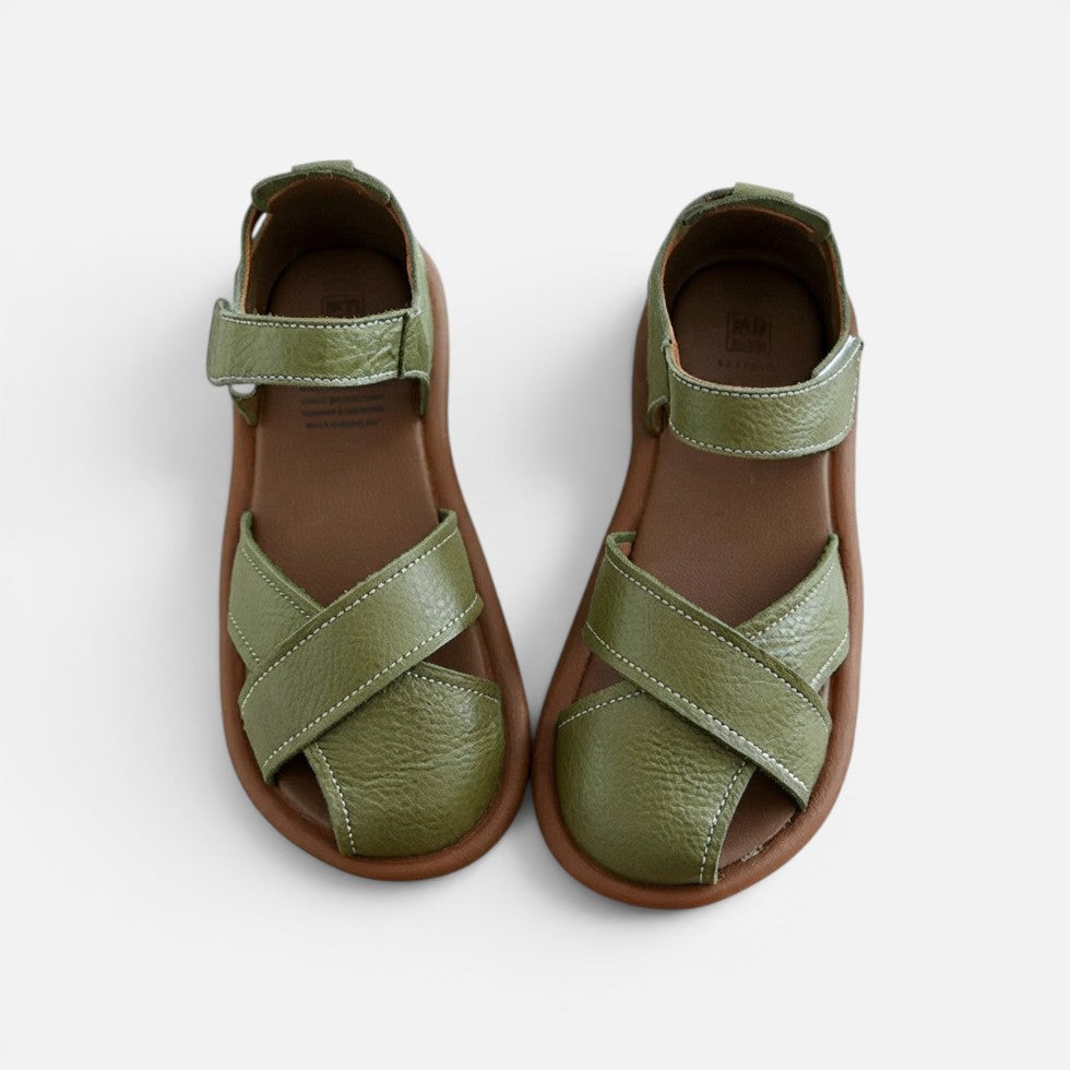 Orthopedic Sandalen Kreuzriemen Klettverschluss Kunstleder