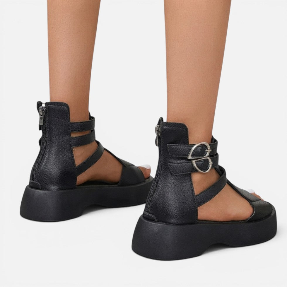 Orthopädische Sandalen Plateau Offene Zehen Knöchelriemen