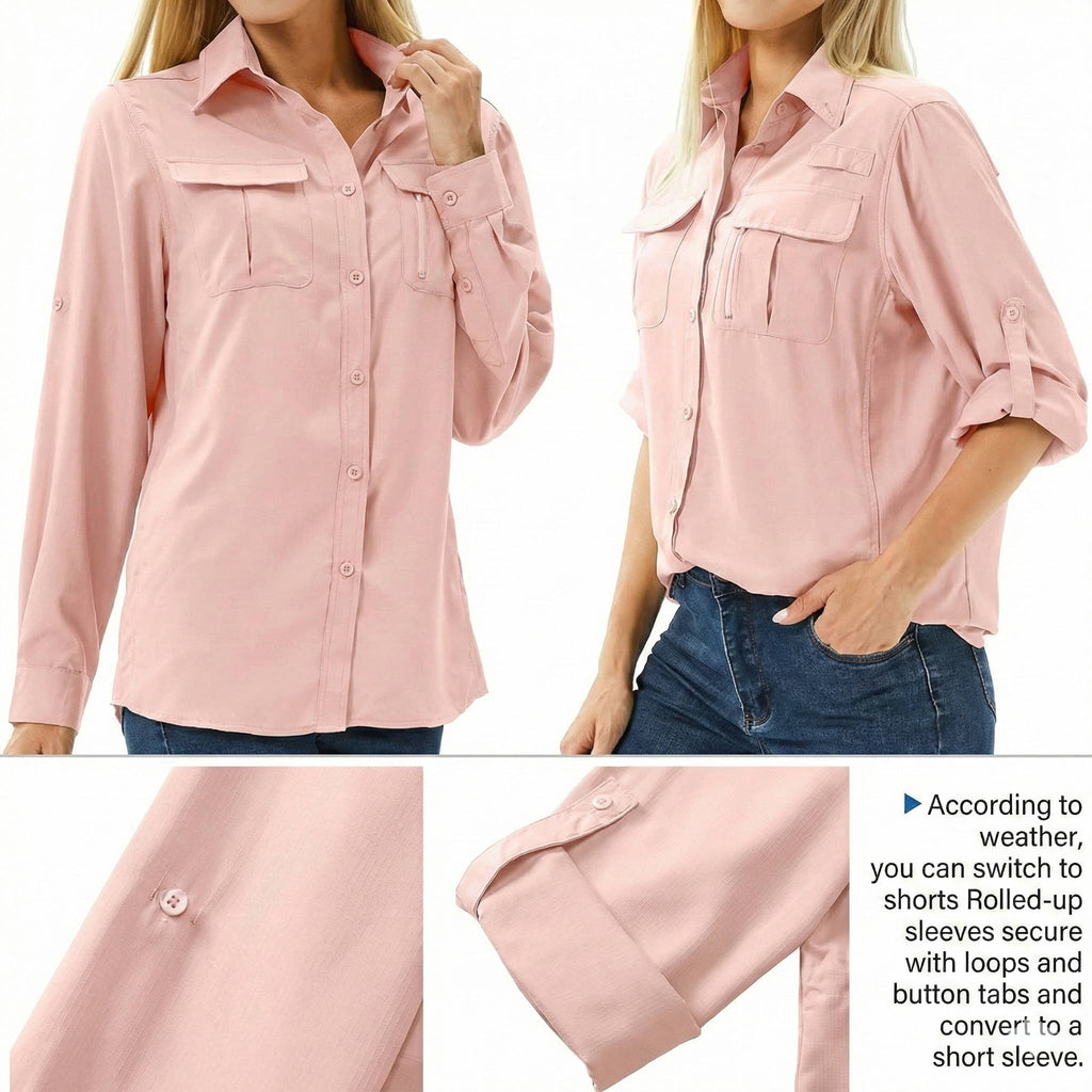 Sierra | Damen Outdoor Hemd mit UV-Schutz, Safari Shirt Langarm