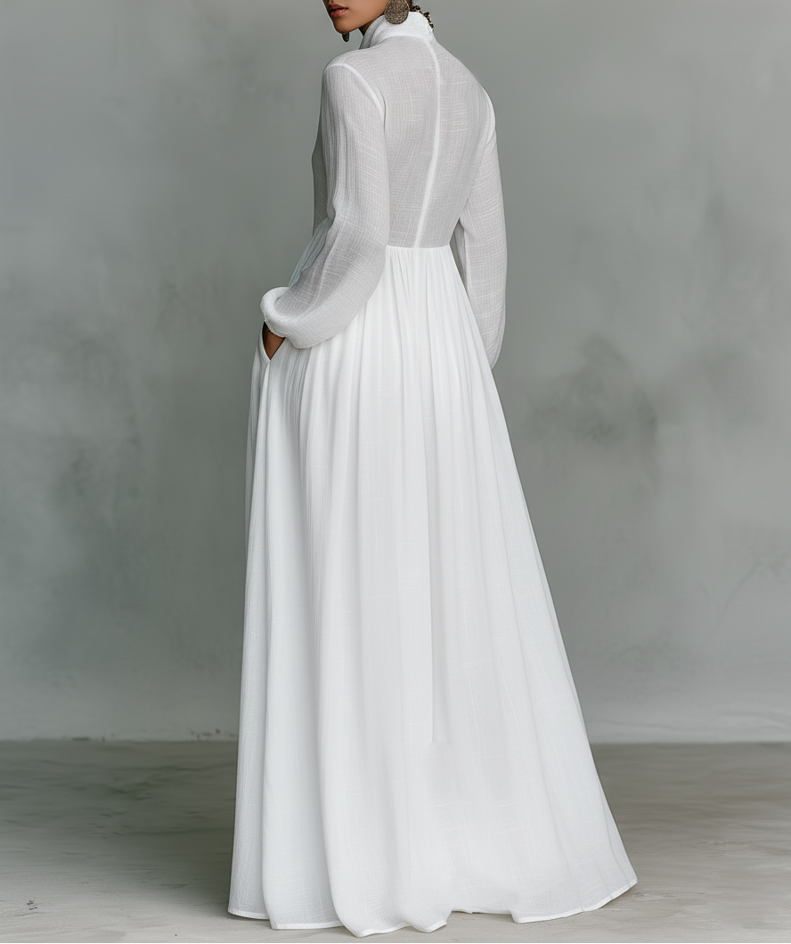 Damen Sommer Knopfleiste Leinen Maxikleid