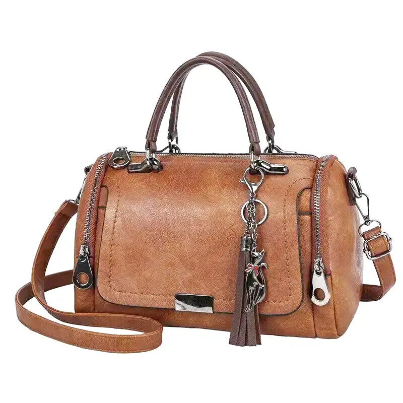 Geräumige Damenhandtasche aus weichem Stoff mit Reißverschluss